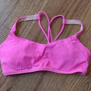 LULULEMON Free To Be Strappy Pink Strappy Padded Yoga Bra 8, Sports bra.